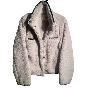 Dylan Faux Fur Mob Wife Jacket Cream Snap Buttn SuperSoft Cozy Oversized S Chic